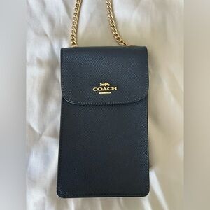 Coach Navy Crossbody Bag with Gold Chain
